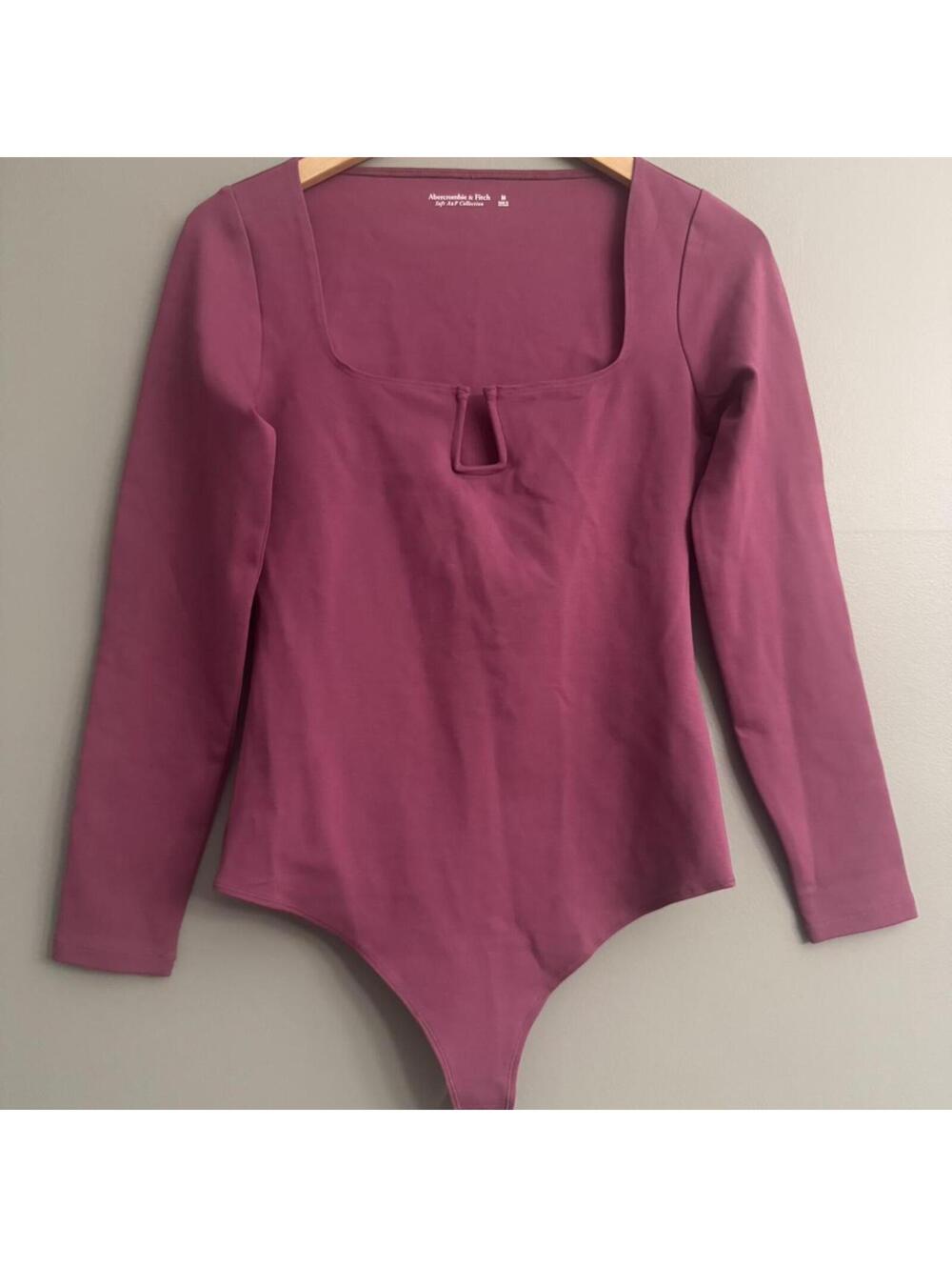 Abercrombie & Fitch Dark Mauve Square Neck Keyhole Bodysuit Size Medium
